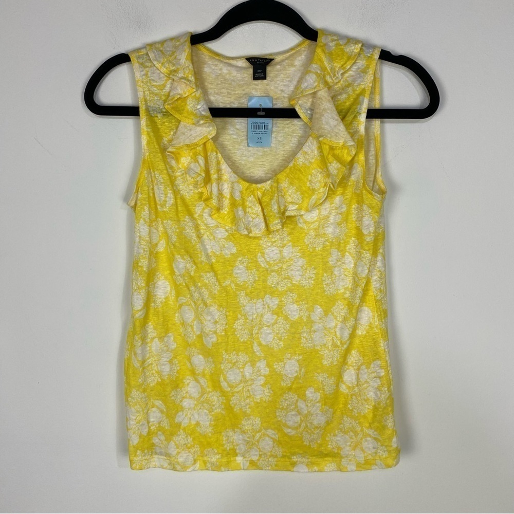 Ann Taylor Yellow Ruffle Tank Top Career